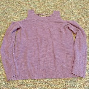 Cold-shoulder purple sweater